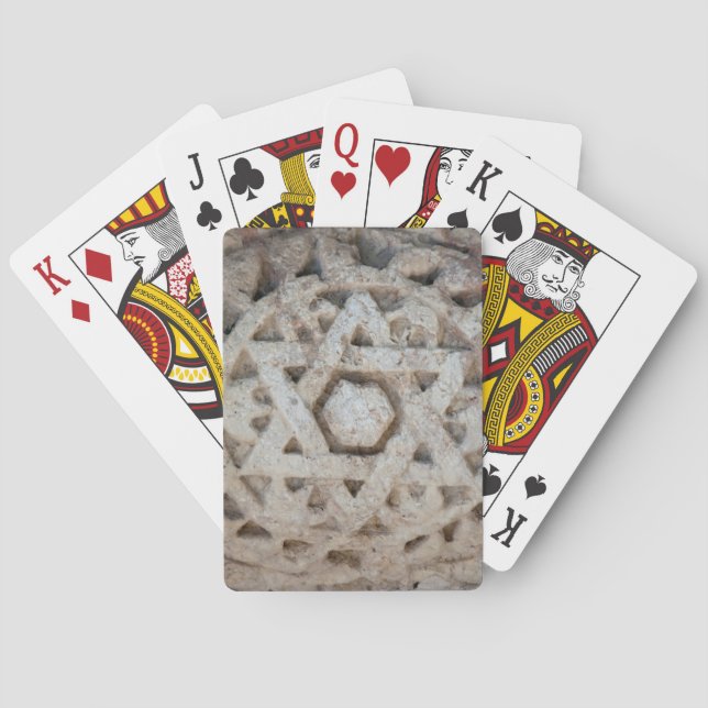 Old Star of David carving, Israel Playing Cards (Back)