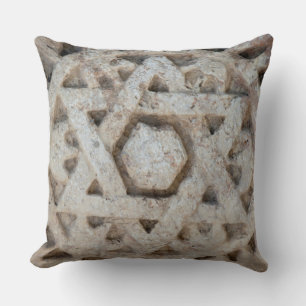Old Star of David carving, Israel Throw Pillow