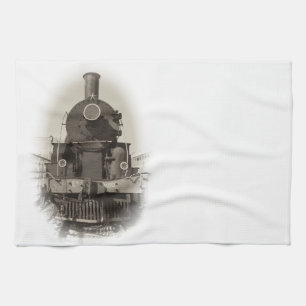 Old steam locomotive kitchen towel