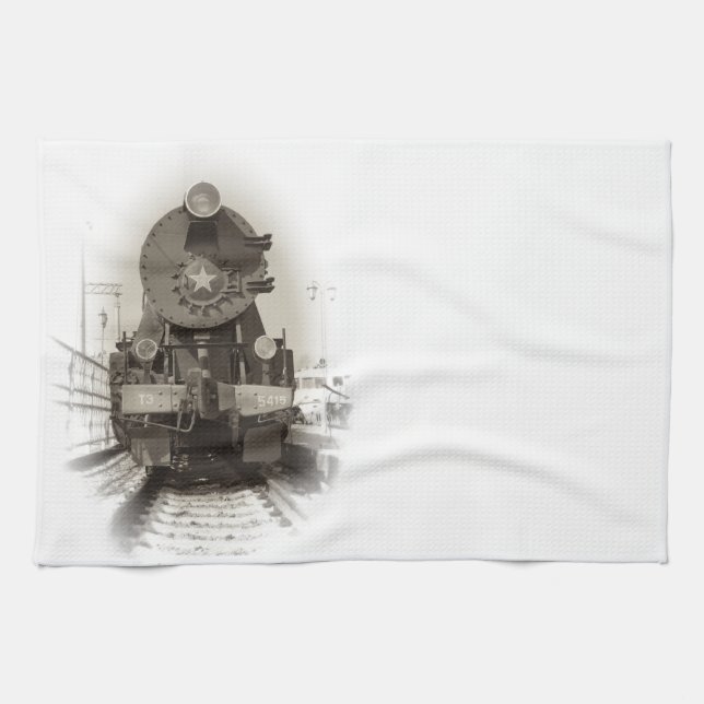 Old steam locomotive kitchen towel (Horizontal)