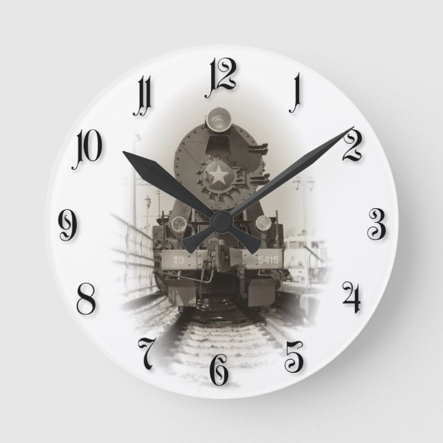 Old steam locomotive round clock (Front)