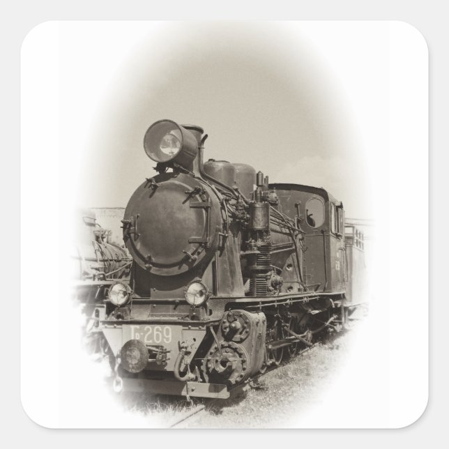 Old steam locomotive square sticker (Front)