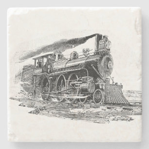 Old Steam Locomotive Stone Coaster