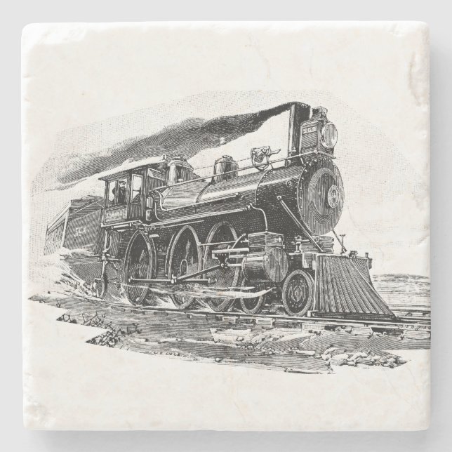 Old Steam Locomotive Stone Coaster (Front)