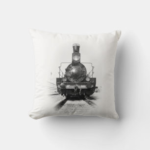 Old steam locomotive throw pillow