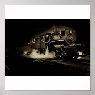 Old steam train along the Oregon coast - Poster