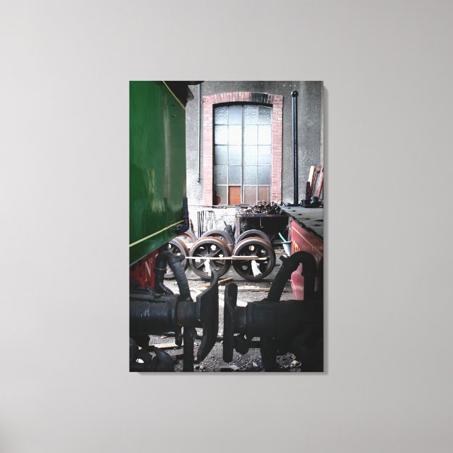 Old Steam Train Le Mastrou Rail yard Canvas Print (Front)