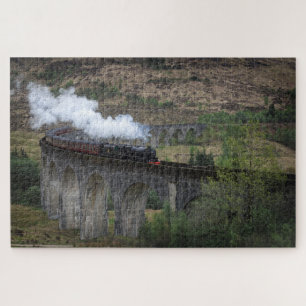 Old steam train on Glenfinnan Viaduct Jigsaw Puzzle