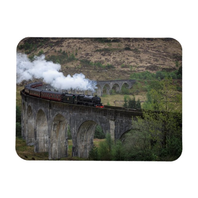 Old steam train on Glenfinnan Viaduct Magnet (Horizontal)