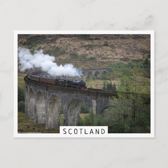 Old steam train on Glenfinnan Viaduct Postcard (Front)