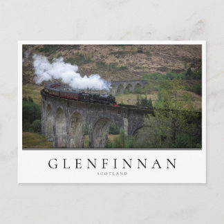 Old steam train on Glenfinnan Viaduct Postcard