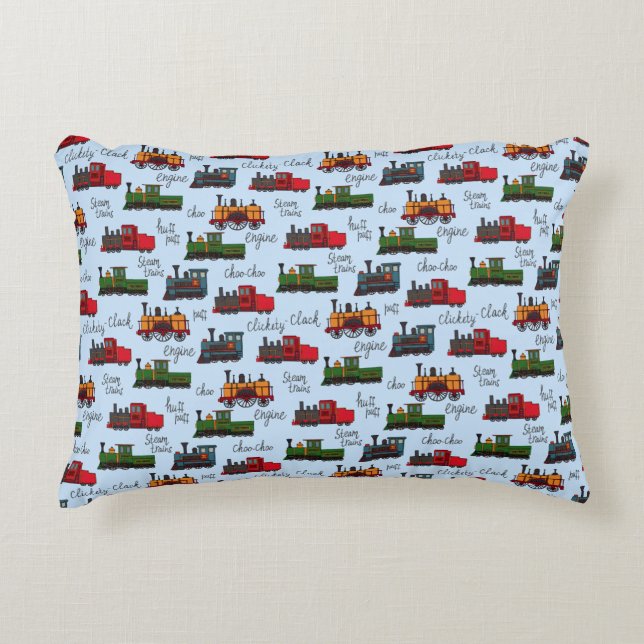 Old Steam Trains Clickety Clack Choo Puff  Baby Bu Accent Pillow (Front)