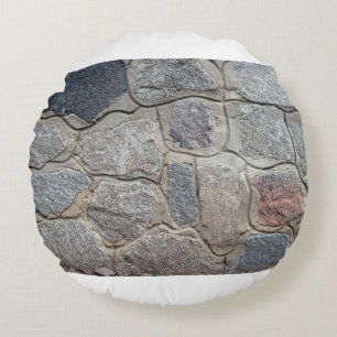Old stone masonry textureabstract, architecture, h round pillow