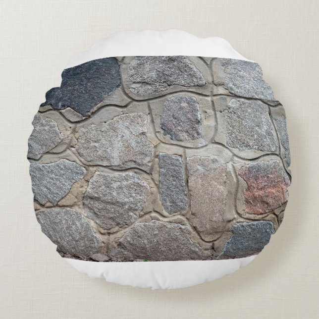 Old stone masonry textureabstract, architecture, h round pillow (Front)