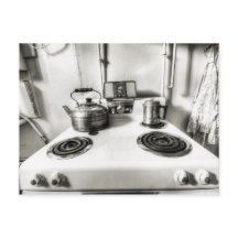 Old Stove with Tea Kettle Antique Stovetop