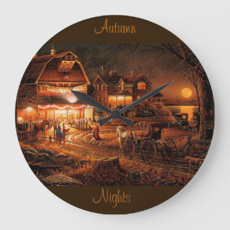 Old style autumn nights large clock
