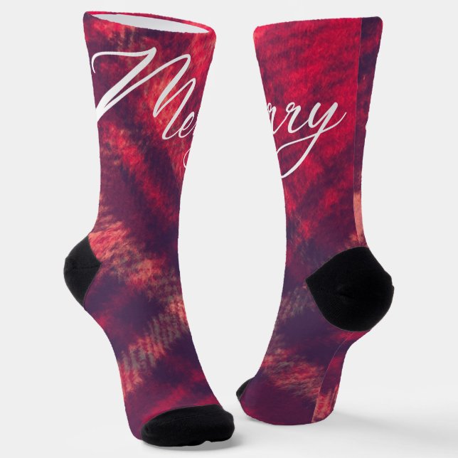 Old Style Classic Christmas Plaid Holiday Crew Socks (Angled)