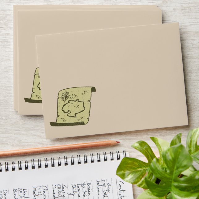 Old style map for treasure hunters envelope (Stacked)