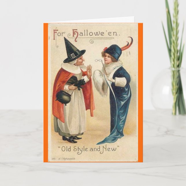 Old Style & New Halloween Wishes Card (Front)