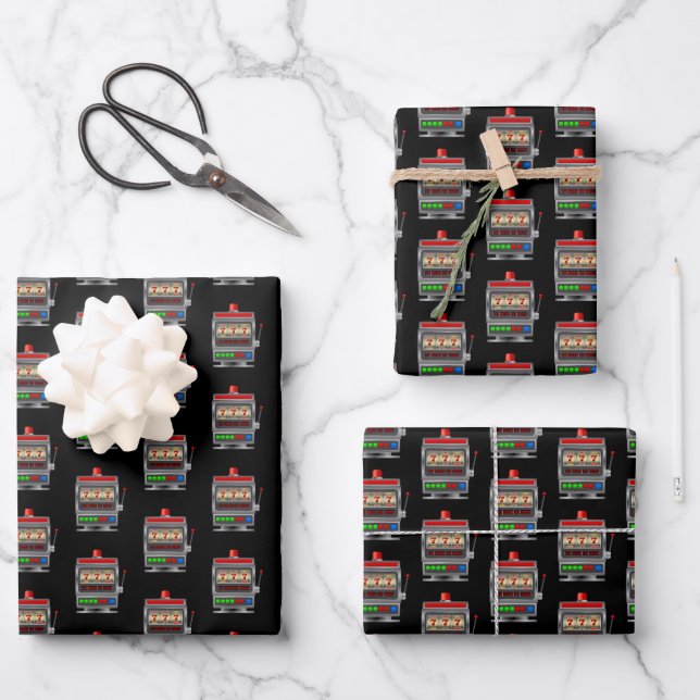 Old Style One Armed Bandit Slot Machine Gambling Wrapping Paper Sheet (Front)