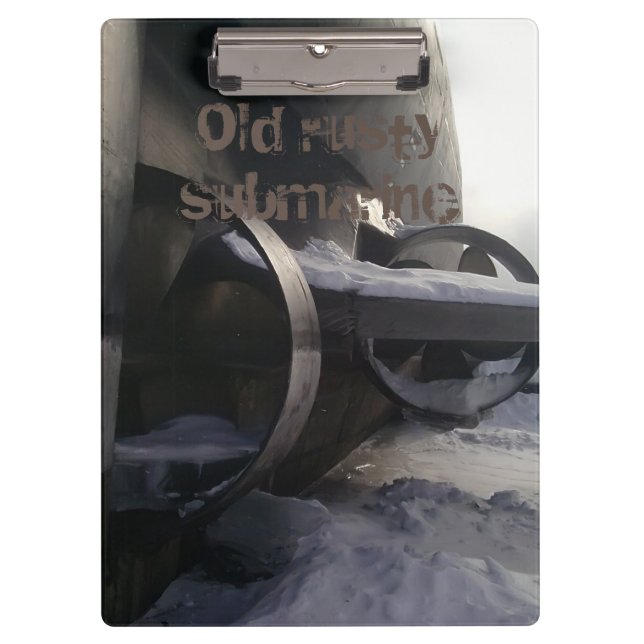 Old submarine in the snow clipboard (Front)