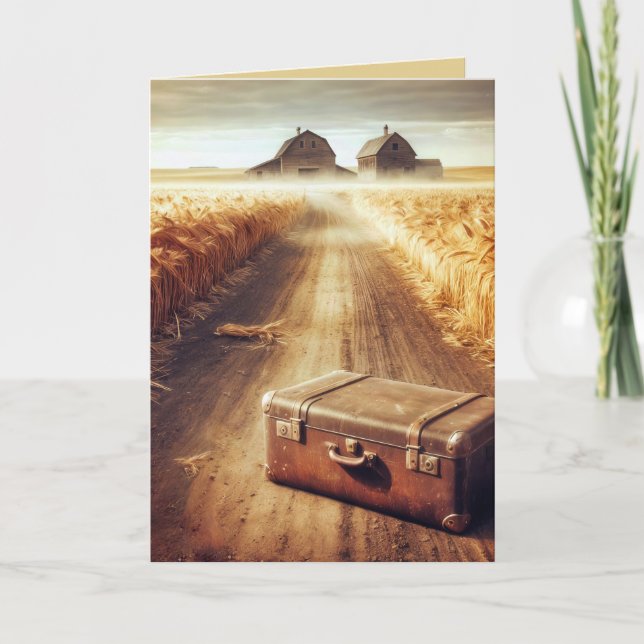 Old Suitcase On a Dirt Road Card (Front)