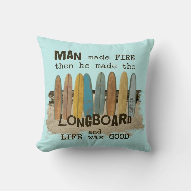Old Surfer Humour Throw Pillow (Front)