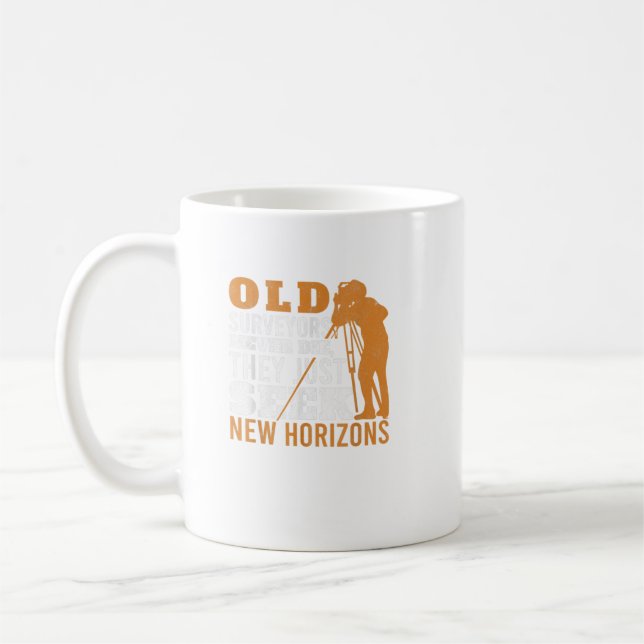 Old Surveyors Never Die Tripod Grandpa Land Survey Coffee Mug (Left)