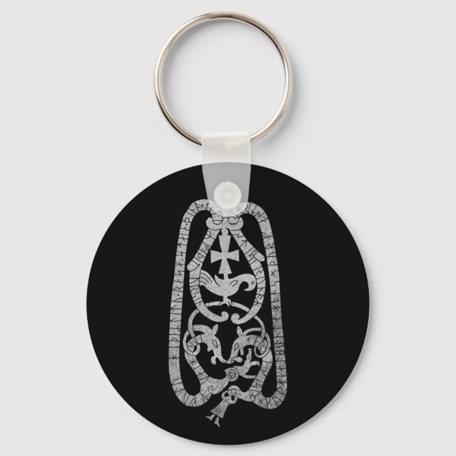 Old Swedish viking runestone Keychain (Front)