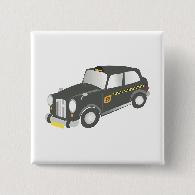 Old Taxi 2 Inch Square Button (Front)