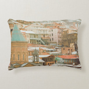 Old Tbilisi historical buildings. Caucasus Travel Accent Pillow