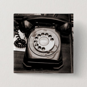 Old Telephone 2 Inch Square Button
