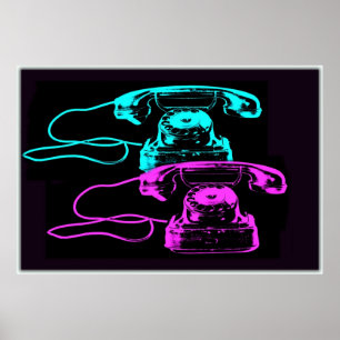 Old Telephone Collage Poster