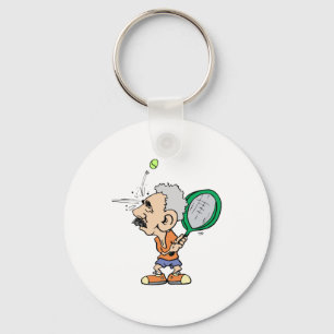 Old Tennis Player Keychain