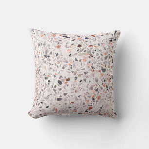 Old terrazzo texture, hamper pattern. throw pillow