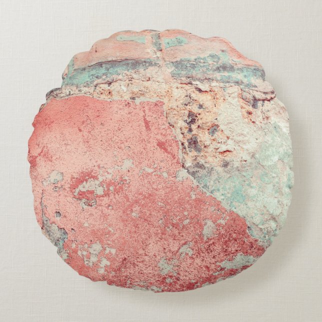 Old textured concrete wall with natural defects. S Round Pillow (Front)