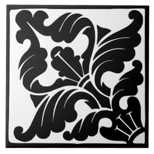 Old Time Classic: Black and White Flourish Tile