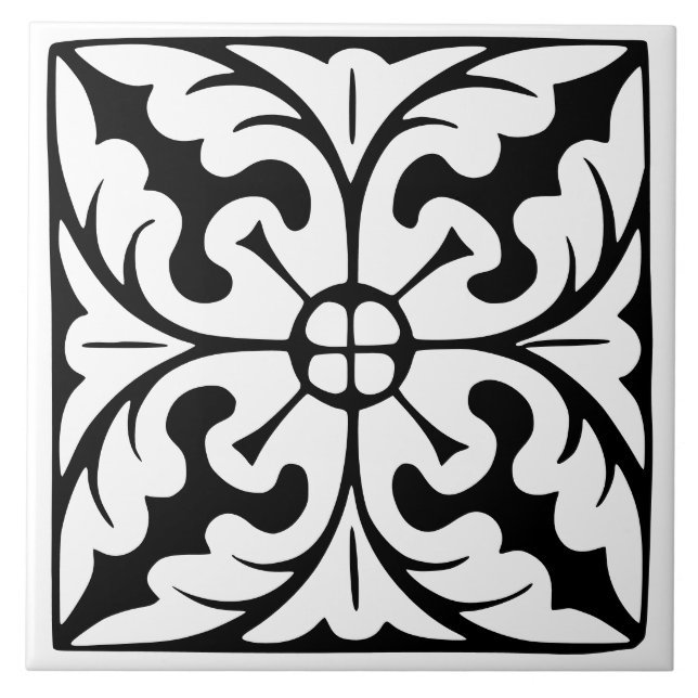 Old Time Classic: Black and White Traditional Tile (Front)