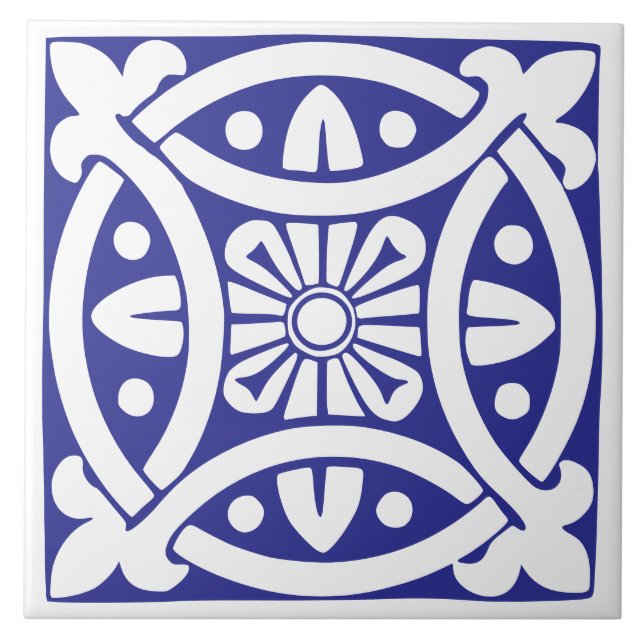 Old Time Classic: Blue and White Traditional Tile (Front)