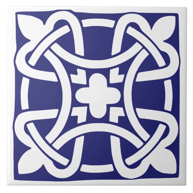 Old Time Classic Dark Blue and White Traditional Tile (Front)