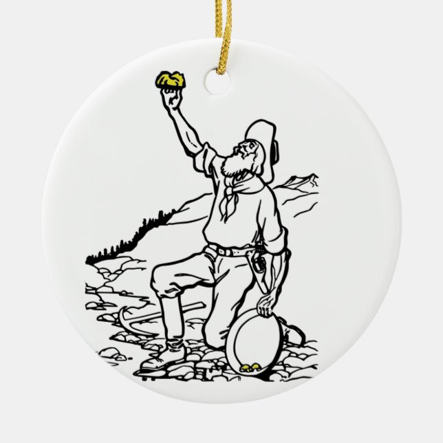 Old Time Gold Miner Prospector Ceramic Ornament (Front)