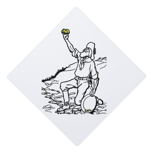 Old Time Gold Miner Prospector Graduation Cap Topper (Front)
