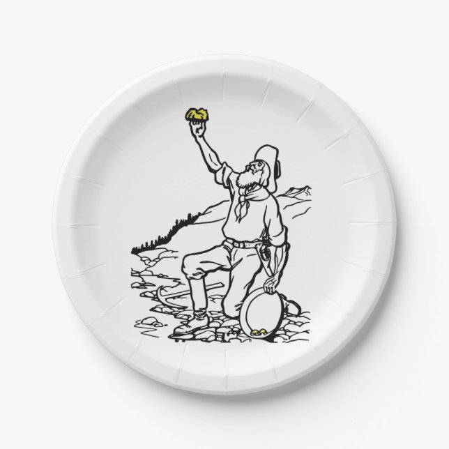 Old Time Gold Miner Prospector Paper Plate (Front)
