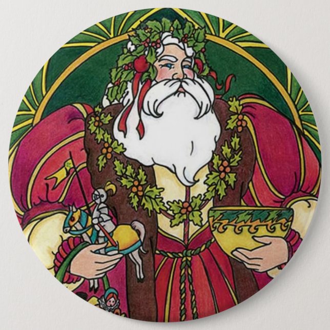 Old Time Santa 6 Inch Round Button (Front)