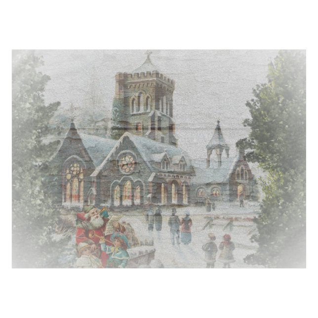 Old time Santa with children in front of a church  Tablecloth (Front (Horizontal))