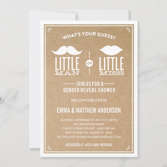 OLD TIME SHOWER | GENDER REVEAL INVITATION (Front)