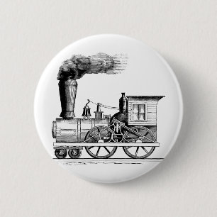 Old Time Steam Locomotive 2 Inch Round Button