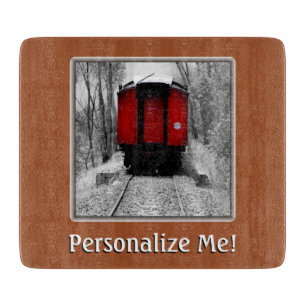 Old Time Steam Train Red and Black Cutting Board