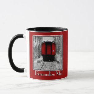 Old Time Steam Train Red and Black Mug