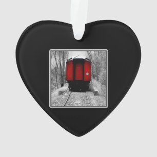 Old Time Steam Train Red and Black Ornament